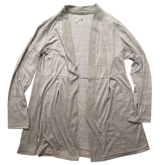 Soft Cloud Knit Muk Luks Small CARDIGAN Oversized Light Gray Comfort Drape - Picture 3 of 10